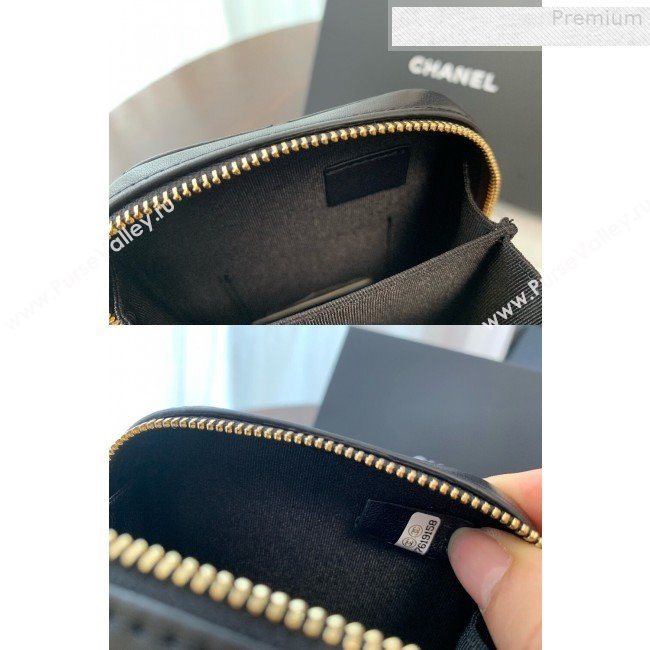 Chanel Quilted Lambskin iPhone Holder Clutch with Chain AP0530 Black 2019 (BLWX-9073121)