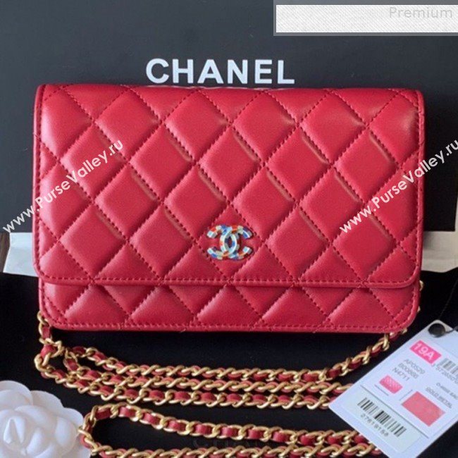 Chanel Quilted Lambskin Wallet on Chain WOC AP0529 Red 2019 (BLWX-9073123)