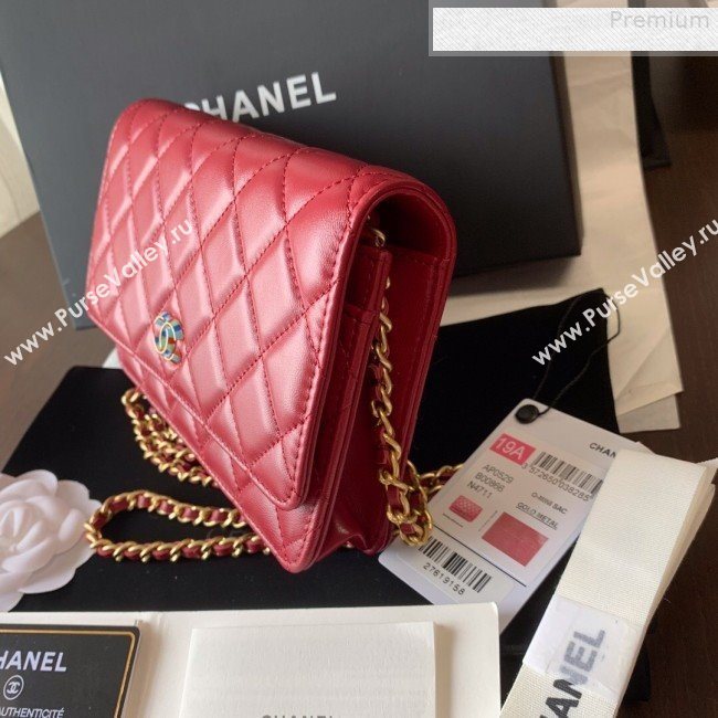 Chanel Quilted Lambskin Wallet on Chain WOC AP0529 Red 2019 (BLWX-9073123)