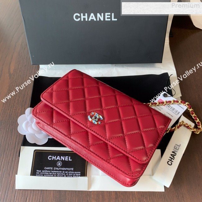 Chanel Quilted Lambskin Wallet on Chain WOC AP0529 Red 2019 (BLWX-9073123)