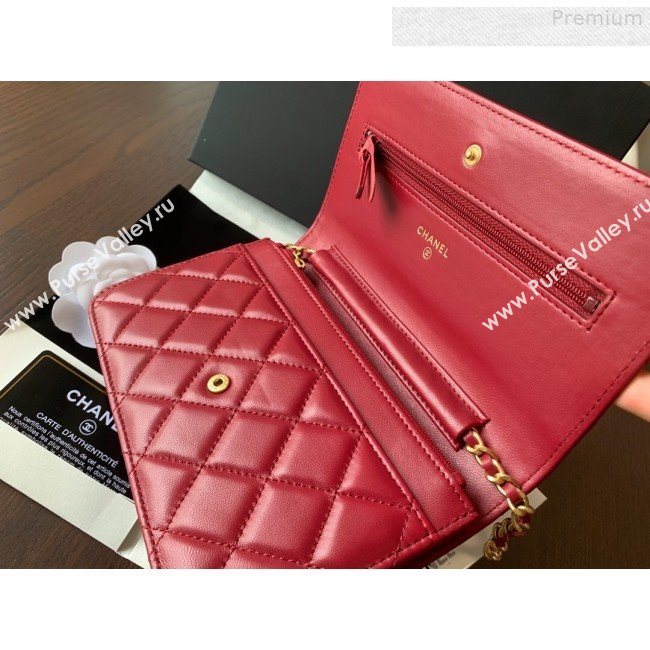 Chanel Quilted Lambskin Wallet on Chain WOC AP0529 Red 2019 (BLWX-9073123)