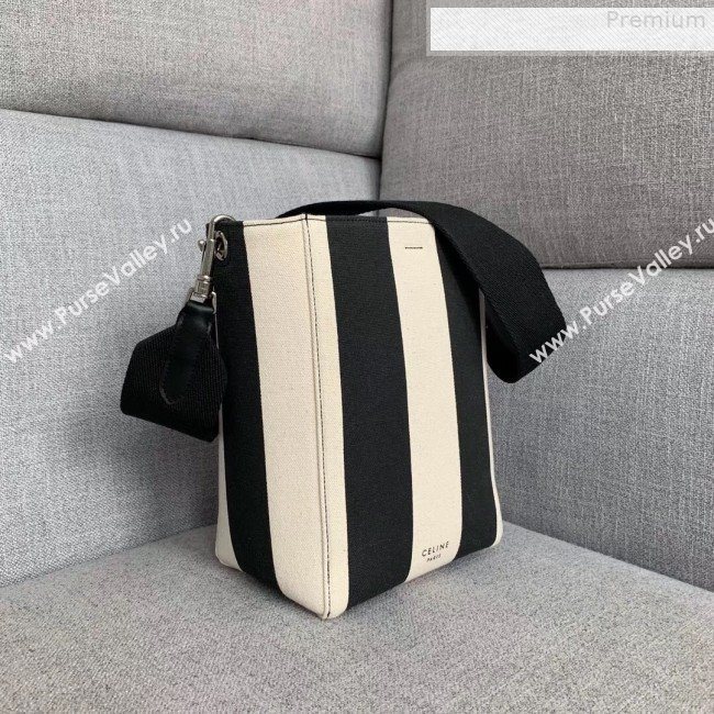 Celine Small Seau Sangle Bucket Shoulder Bag White/Black 2019 (XYD-9080107)