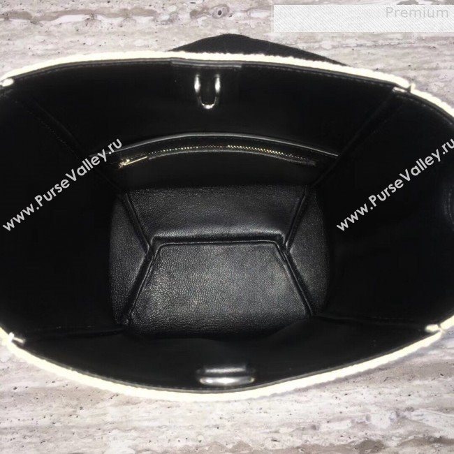 Celine Small Seau Sangle Canvas Bucket Bag White/Black 2019 (XYD-9080109)