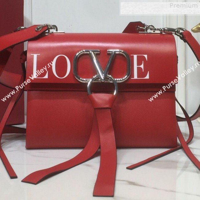 Valentino Love Small VRING Calfskin Shoulder Bag Red 2019 (XYD-9080117)