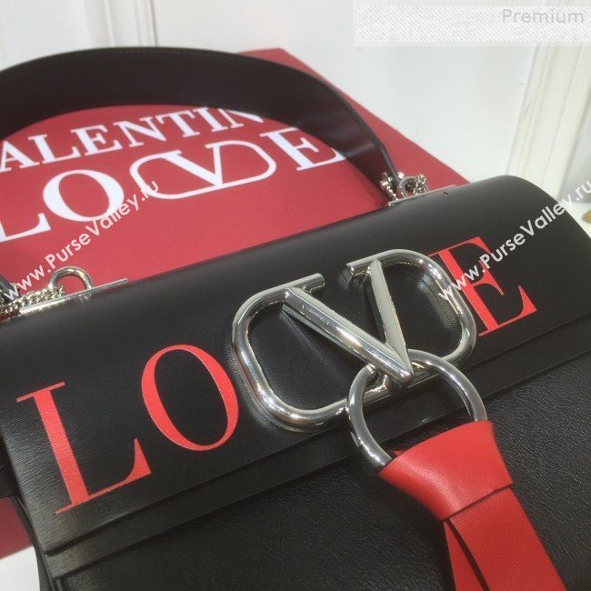 Valentino Love Small VRING Calfskin Shoulder Bag Black 2019 (XYD-9080118)