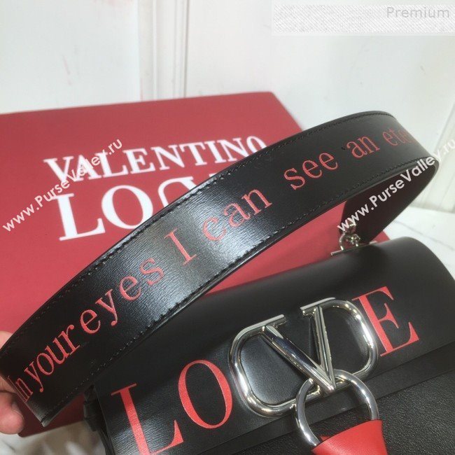 Valentino Love Small VRING Calfskin Shoulder Bag Black 2019 (XYD-9080118)