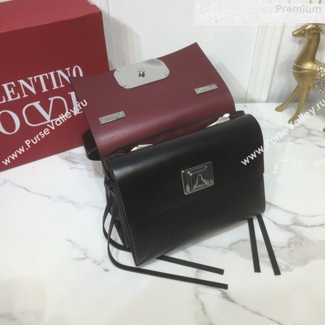 Valentino Love Small VRING Calfskin Shoulder Bag Black 2019 (XYD-9080118)