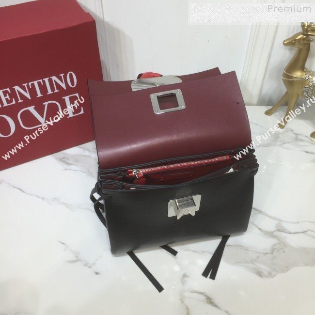Valentino Love Small VRING Calfskin Shoulder Bag Black 2019 (XYD-9080118)