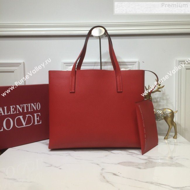 Valentino Love Large VRING Leather Shopping Tote Red 2019 (XYD-9080119)