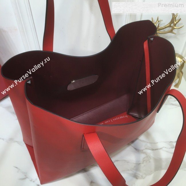 Valentino Love Large VRING Leather Shopping Tote Red 2019 (XYD-9080119)