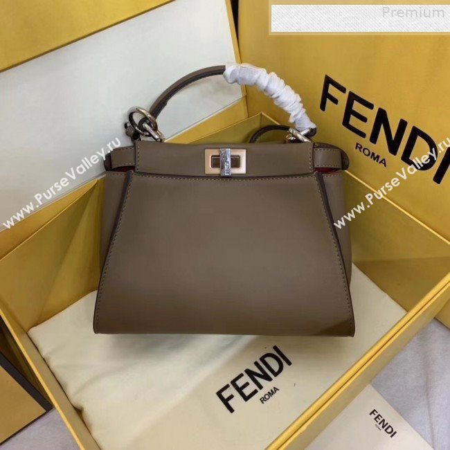 Fendi Oversize Raised FF Peekaboo Mini Top handle Bag Coffee 2019 (AFEI-9080123)