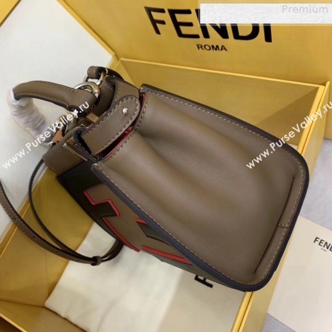 Fendi Oversize Raised FF Peekaboo Mini Top handle Bag Coffee 2019 (AFEI-9080123)