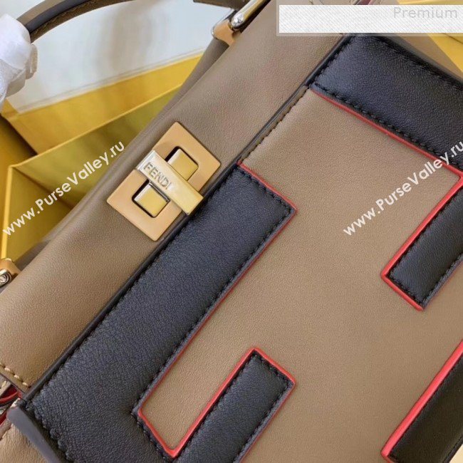 Fendi Oversize Raised FF Peekaboo Mini Top handle Bag Coffee 2019 (AFEI-9080123)