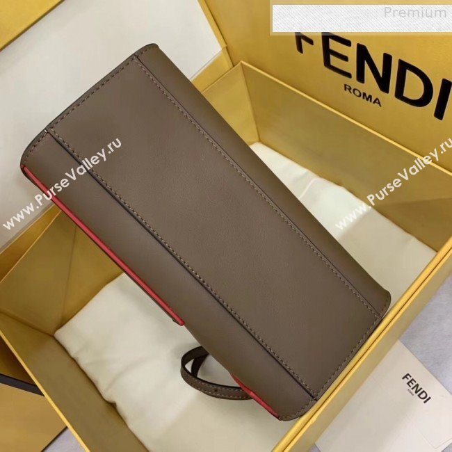 Fendi Oversize Raised FF Peekaboo Mini Top handle Bag Coffee 2019 (AFEI-9080123)