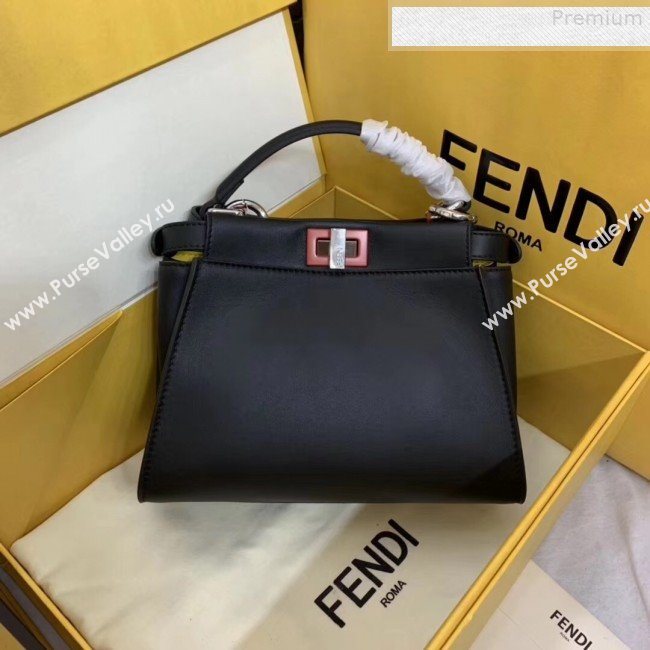 Fendi Oversize Raised FF Peekaboo Mini Top handle Bag Black 2019 (AFEI-9080124)