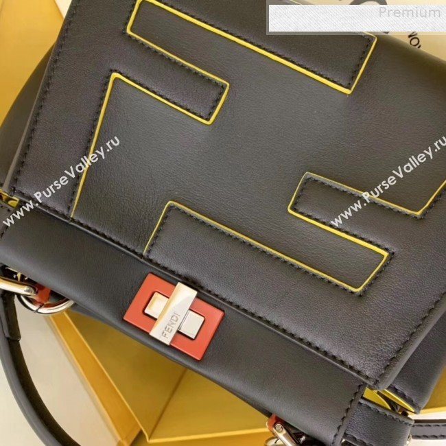 Fendi Oversize Raised FF Peekaboo Mini Top handle Bag Black 2019 (AFEI-9080124)