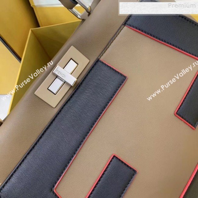 Fendi Peekaboo Medium Oversize Raised FF Top handle Bag Coffee 2019 (AFEI-9080125)