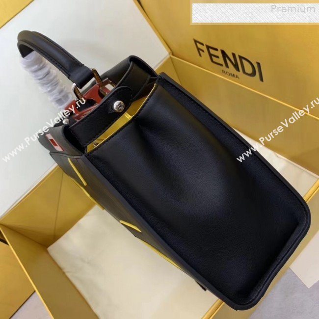 Fendi Peekaboo Medium Oversize Raised FF Top handle Bag Black 2019 (AFEI-9080126)