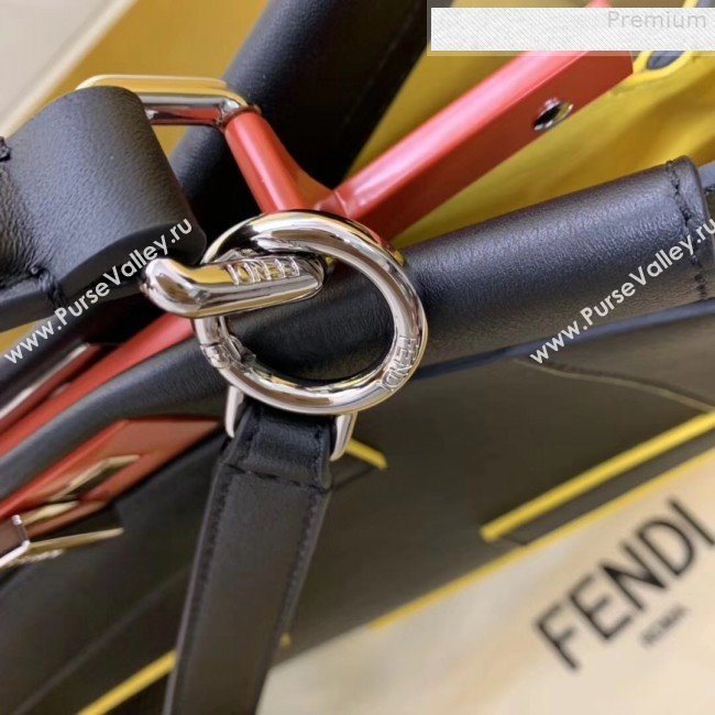 Fendi Peekaboo Medium Oversize Raised FF Top handle Bag Black 2019 (AFEI-9080126)