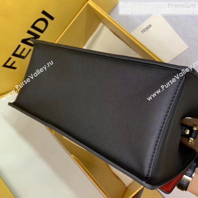 Fendi Kan U Medium Matte Calfskin Embossed Corners Flap Bag Black 2019 (AFEI-9080127)