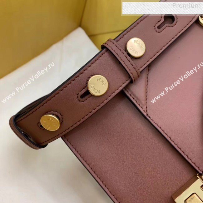 Fendi Kan U Medium Matte Calfskin Embossed Corners Flap Bag Brown 2019 (AFEI-9080129)