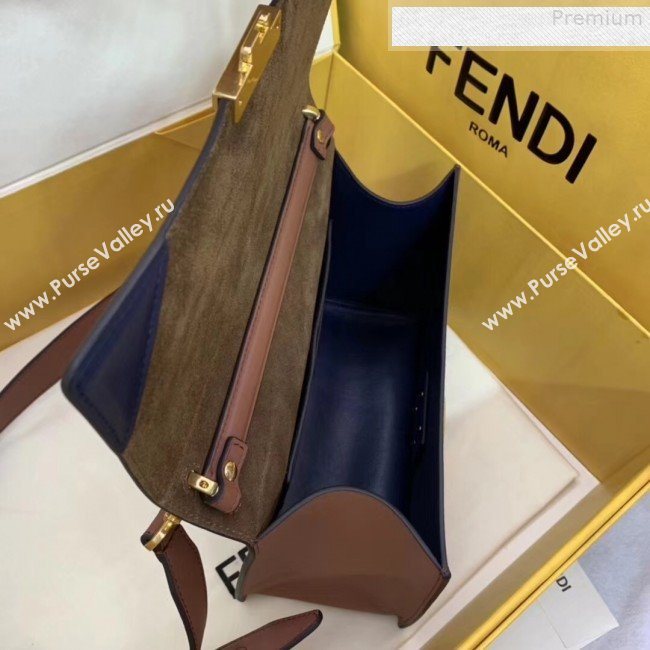 Fendi Kan U Medium Matte Calfskin Embossed Corners Flap Bag Brown 2019 (AFEI-9080129)