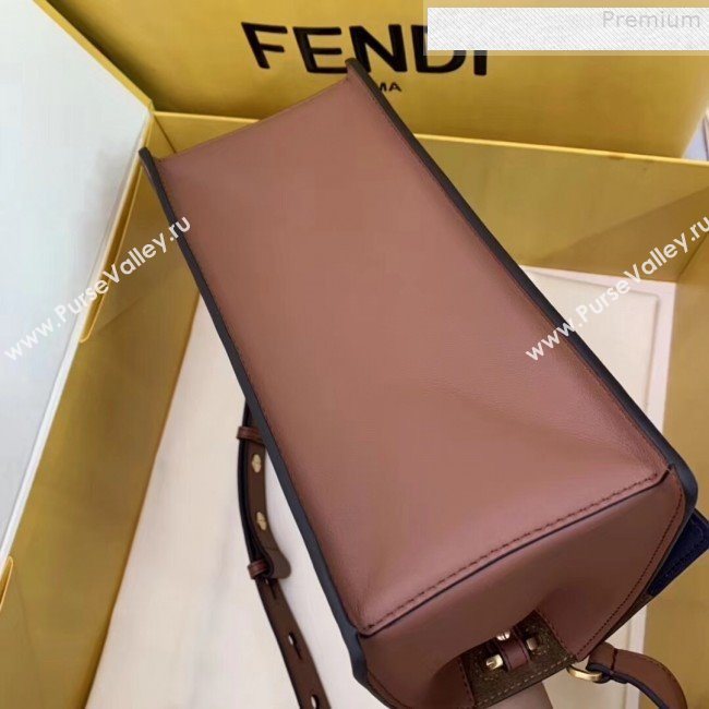 Fendi Kan U Medium Matte Calfskin Embossed Corners Flap Bag Brown 2019 (AFEI-9080129)