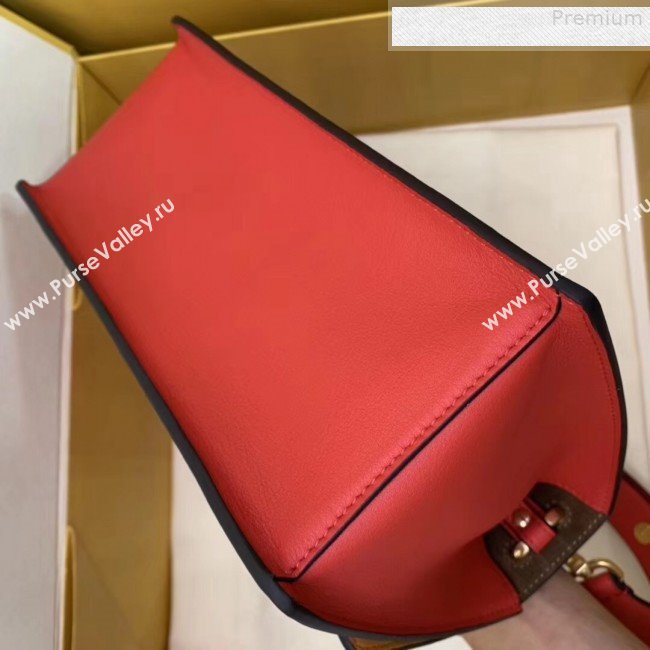 Fendi Kan U Medium Matte Calfskin Embossed Corners Flap Bag Red 2019 (AFEI-9080130)