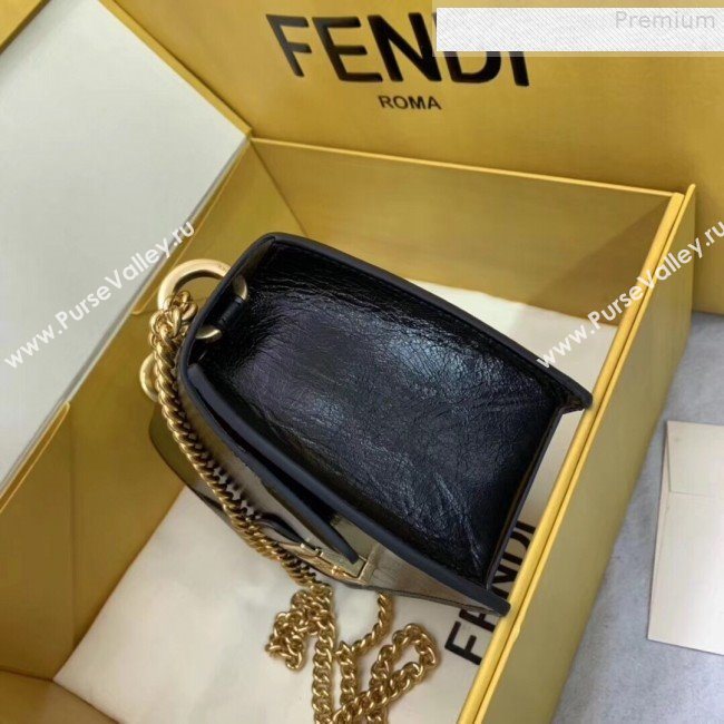 Fendi Kan U Small Vintage Calfskin Embossed Corners Flap Bag Black 2019  (AFEI-9080133)
