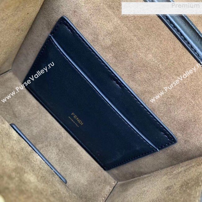 Fendi Kan U Small Vintage Calfskin Embossed Corners Flap Bag Black 2019  (AFEI-9080133)