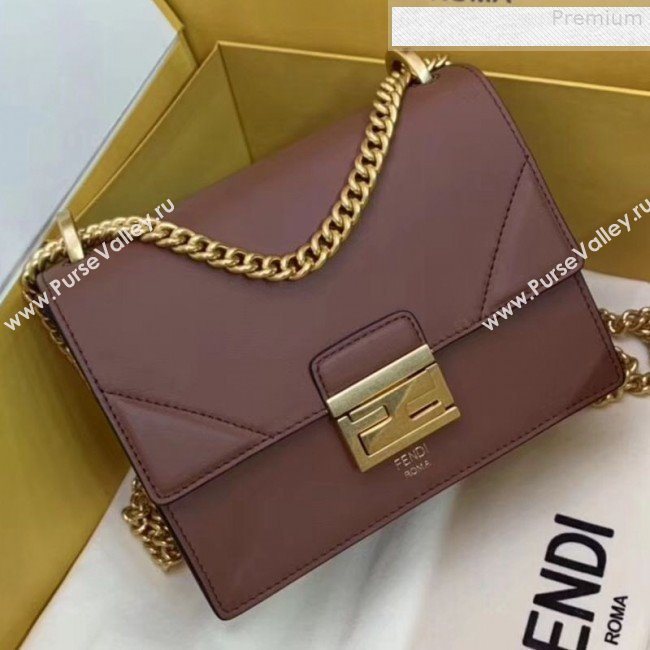 Fendi Kan U Small Matte Calfskin Embossed Corners Flap Bag Brown 2019   (AFEI-9080137)