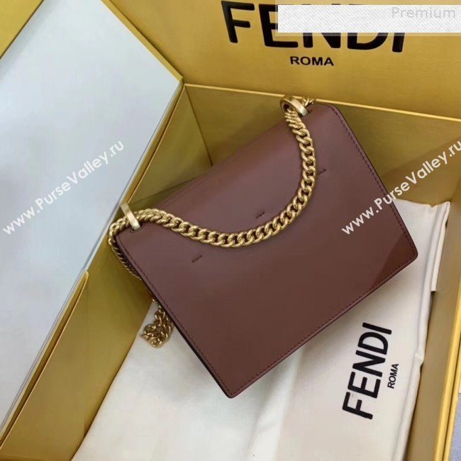 Fendi Kan U Small Matte Calfskin Embossed Corners Flap Bag Brown 2019   (AFEI-9080137)