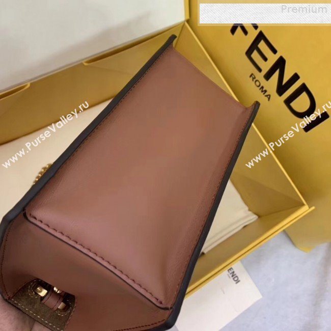 Fendi Kan U Small Matte Calfskin Embossed Corners Flap Bag Brown 2019   (AFEI-9080137)