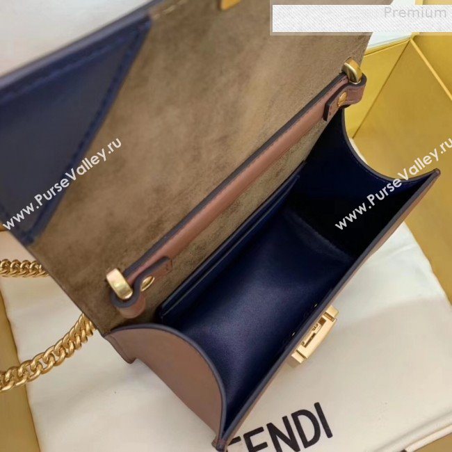 Fendi Kan U Small Matte Calfskin Embossed Corners Flap Bag Brown 2019   (AFEI-9080137)