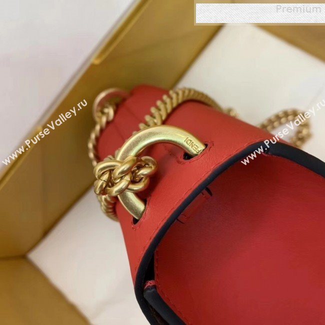 Fendi Kan U Small Matte Calfskin Embossed Corners Flap Bag Red 2019   (AFEI-9080135)