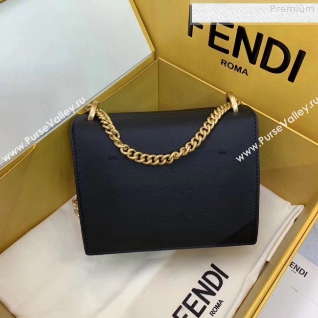 Fendi Kan U Small Matte Calfskin Embossed Corners Flap Bag Black 2019   (AFEI-9080134)