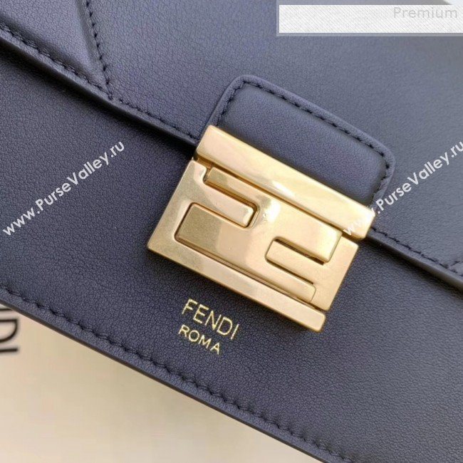 Fendi Kan U Small Matte Calfskin Embossed Corners Flap Bag Black 2019   (AFEI-9080134)