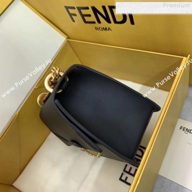 Fendi Kan U Small Matte Calfskin Embossed Corners Flap Bag Black 2019   (AFEI-9080134)