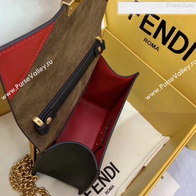 Fendi Kan U Small Matte Calfskin Embossed Corners Flap Bag Black 2019   (AFEI-9080134)