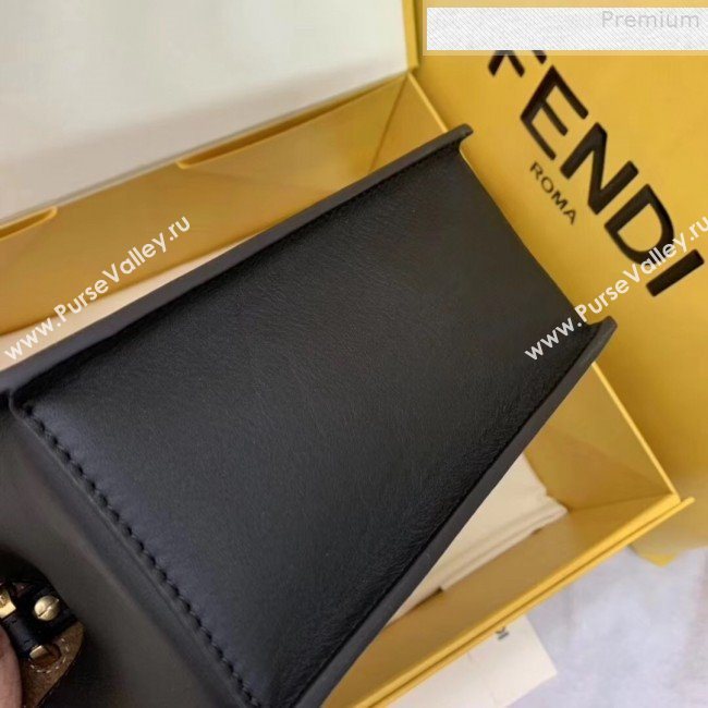 Fendi Kan U Small Matte Calfskin Embossed Corners Flap Bag Black 2019   (AFEI-9080134)