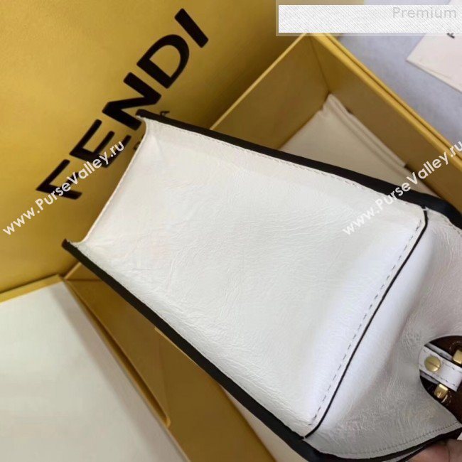 Fendi Kan U Small Vintage Calfskin Embossed Corners Flap Bag White 2019  (AFEI-9080132)