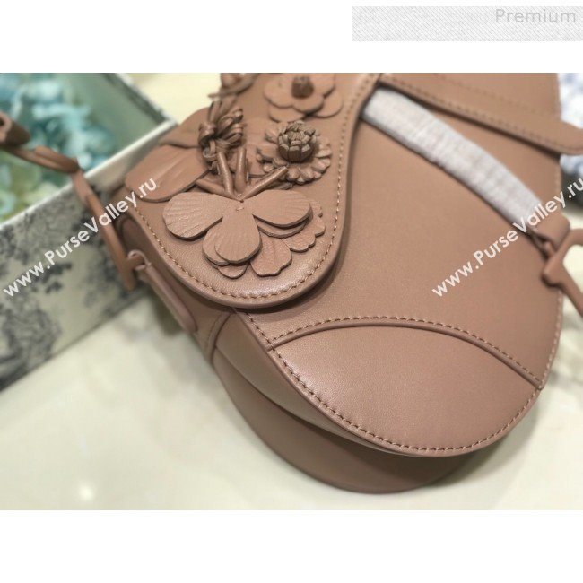 Dior Large Saddle Bag in Beige Embroidered Flowers Lambskin 2019 (BINF-9080148)