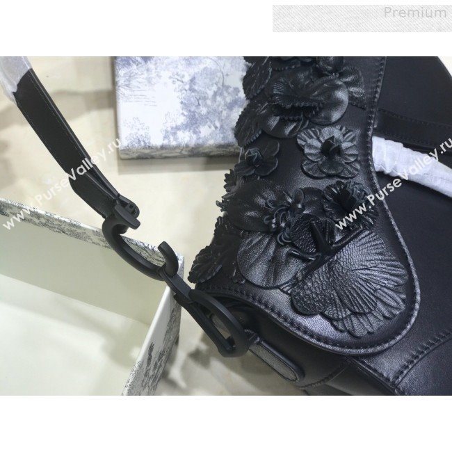 Dior Large Saddle Bag in Black Embroidered Flowers Lambskin 2019 (BINF-9080147)