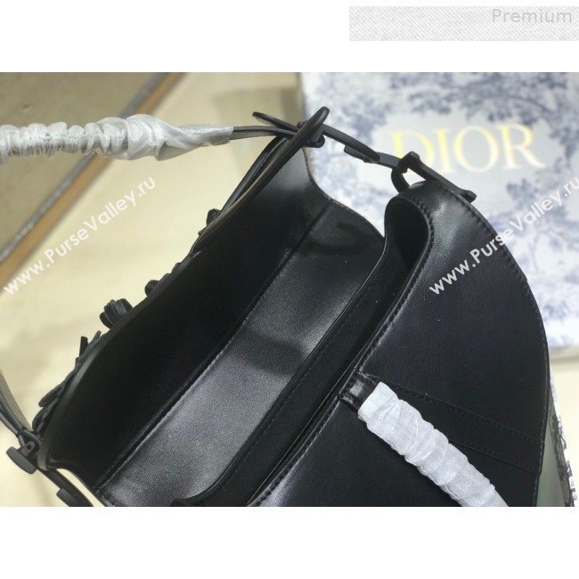 Dior Large Saddle Bag in Black Embroidered Flowers Lambskin 2019 (BINF-9080147)