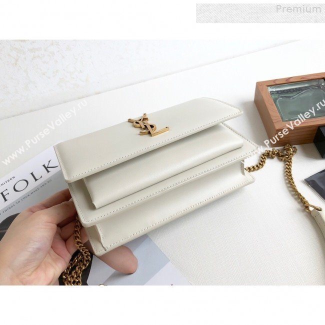 Saint Laurent Sunset Chain Wallet in Smooth Leather 533026 White 2019 (KTS-9080153)