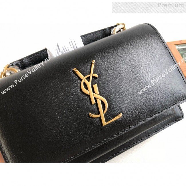 Saint Laurent Sunset Chain Wallet in Smooth Leather 533026 Black/Gold 2019 (KTS-9080154)
