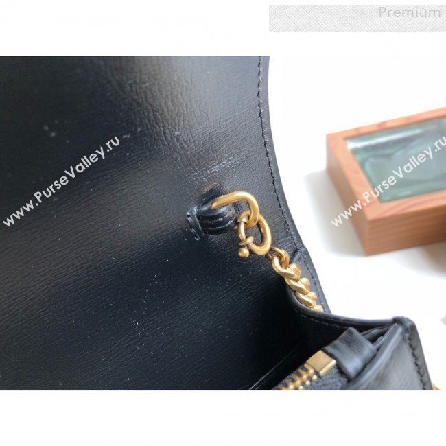 Saint Laurent Sunset Chain Wallet in Smooth Leather 533026 Black/Gold 2019 (KTS-9080154)