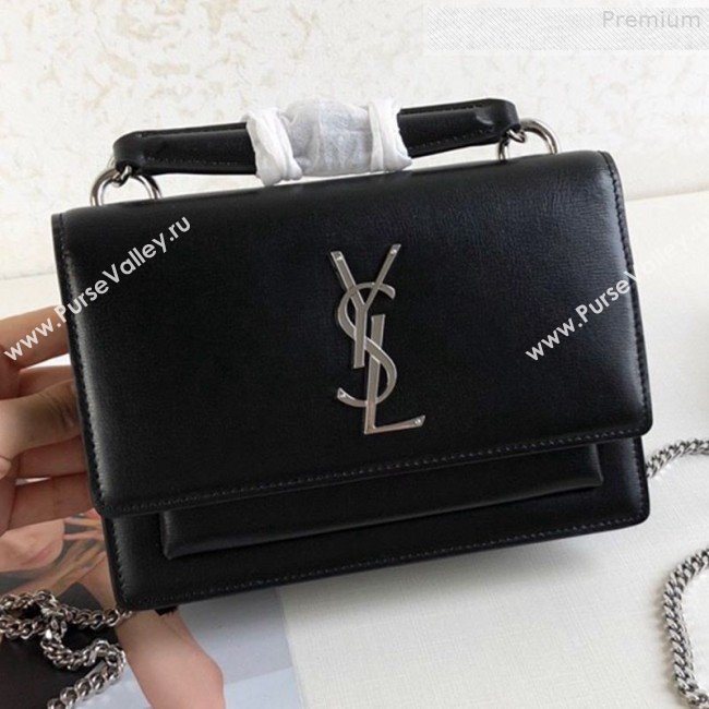 Saint Laurent Sunset Chain Wallet in Smooth Leather 533026 Black/Silver 2019 (KTS-9080155)