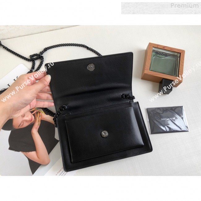 Saint Laurent Sunset Chain Wallet in Smooth Leather 533026 All Black 2019 (KTS-9080156)