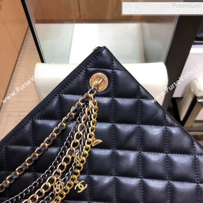 Chanel Quilted Lambskin Chain Tassel Pouch AP0502 Black 2019 (SMJD-9073129)